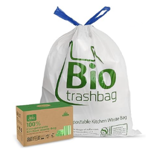 Bio trashbag kitchen drawstring biodegradable and compostable trash bag and packaging